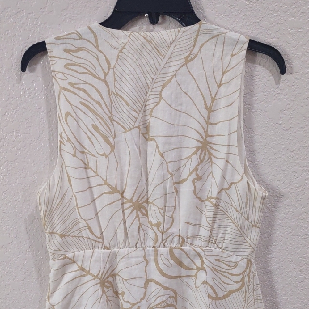 Magaschoni 100 Linen, Size 8 Elegant White Floral Dress - Picture 9 of 17